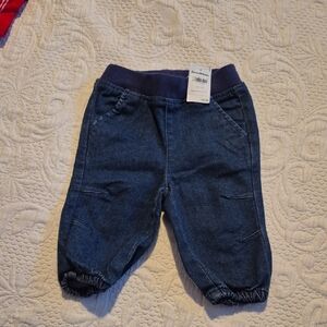 Hanna Andersson 70 6-12 months navy blue soft waisted jeans elastic bottoms NWT